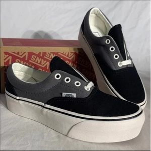 Vans Era Platform 2 Tone Black Grey Shoes New Without Box Womans 5 , 5.5